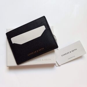 Charles & Keith Carli Card Holder Multislot Black Faux Leather Sustainable